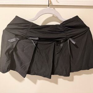 Mini Elegant Silky Sexy Black Skirt with Bows